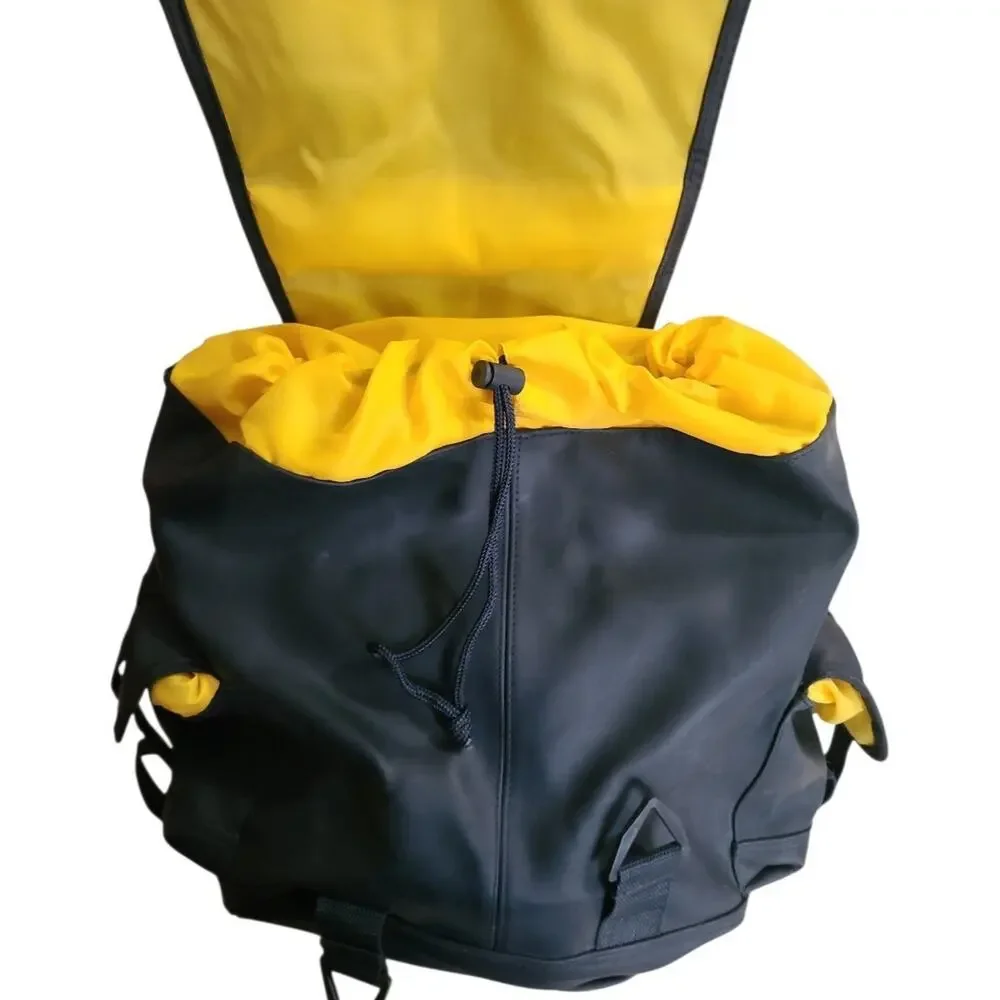 Vintage Nautica Rubber Backpack Bag Sail Sport Travel 90s Navy Yellow